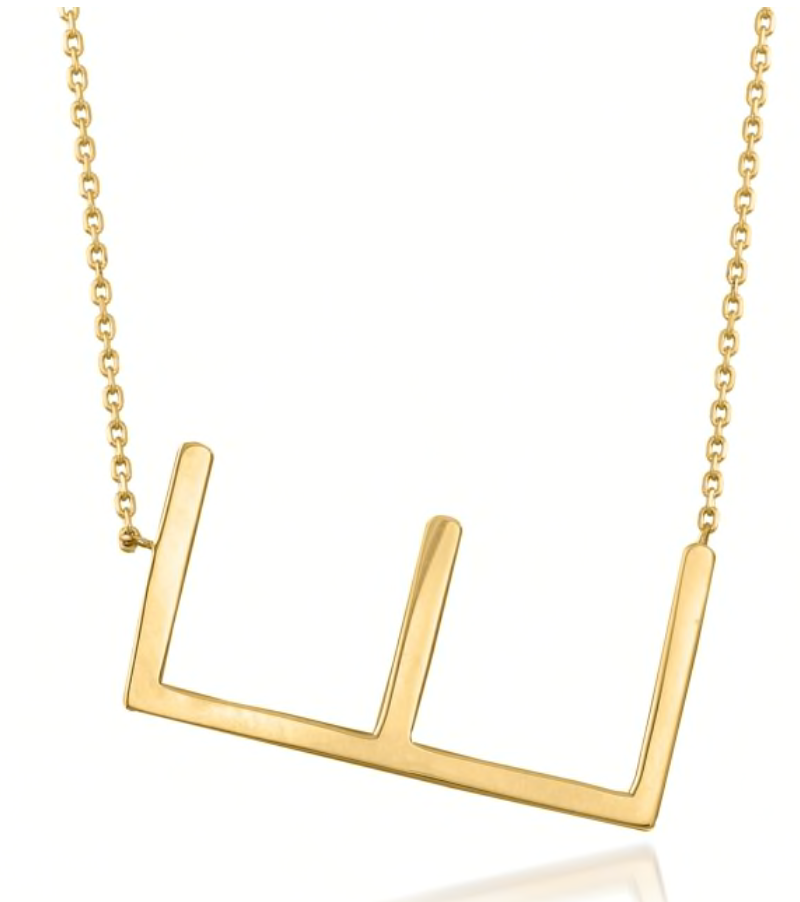 Large Single Sideways Gold Initial Necklace - 