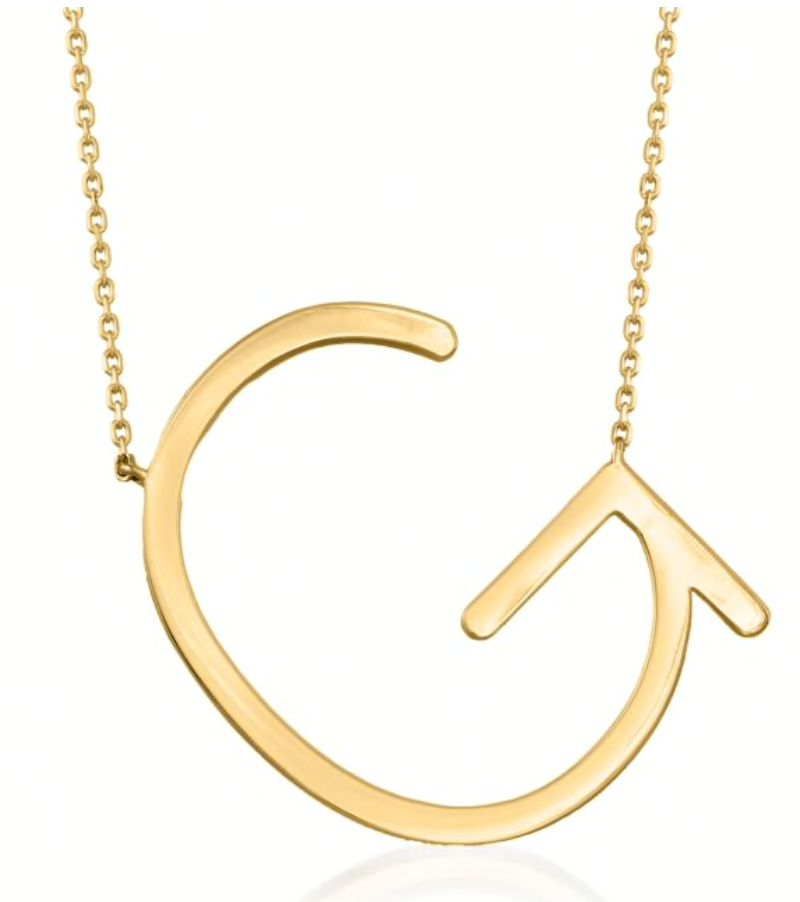 Large Single Sideways Gold Initial Necklace - 